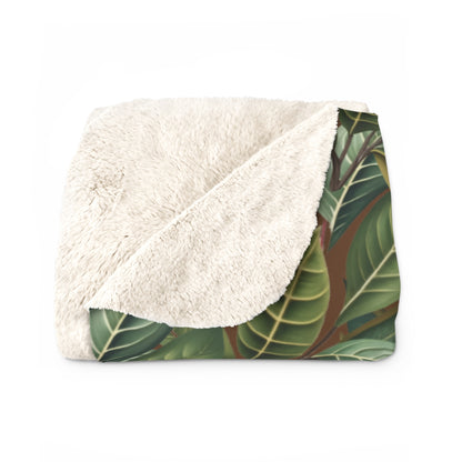 Leaves of Green Sherpa Fleece Blanket