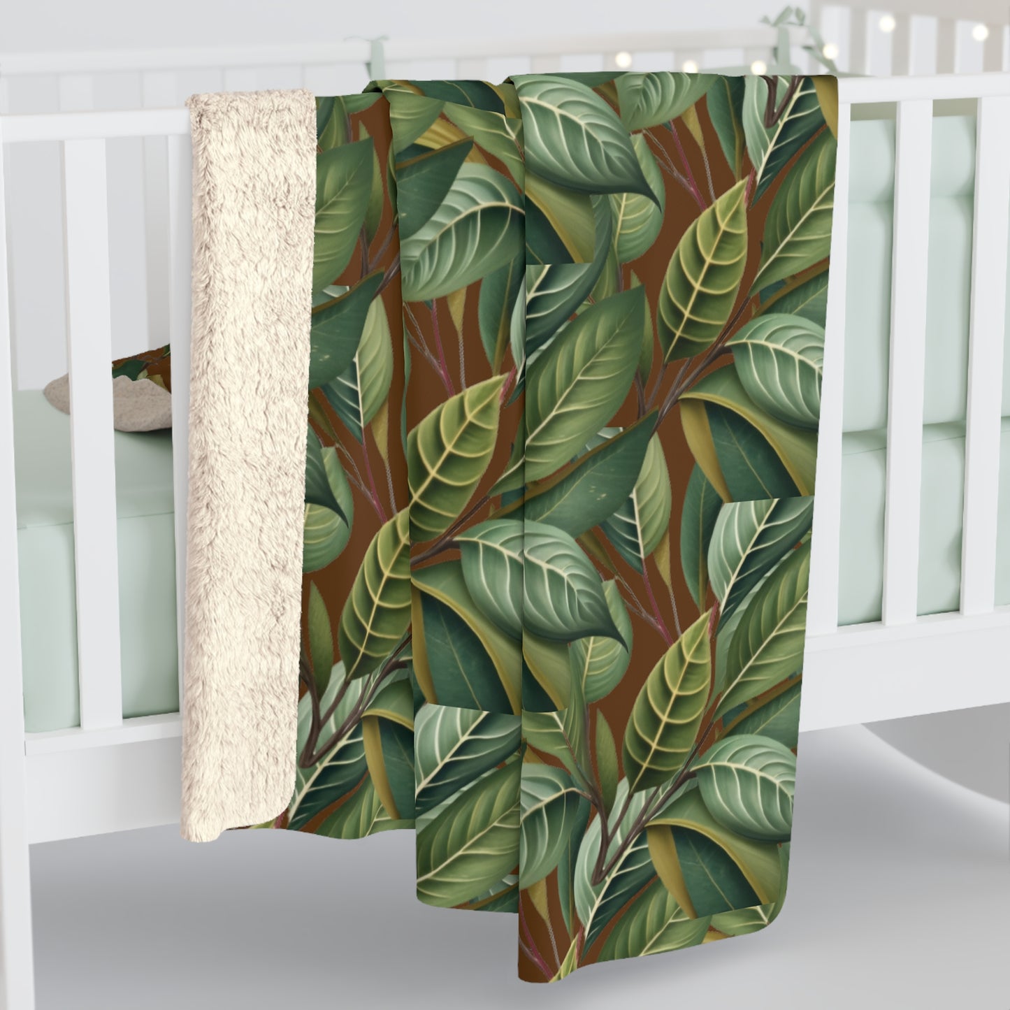 Leaves of Green Sherpa Fleece Blanket