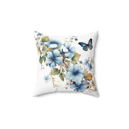 Blue Butterfly Spun Polyester Square Pillow