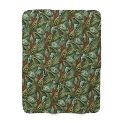 Leaves of Green Sherpa Fleece Blanket