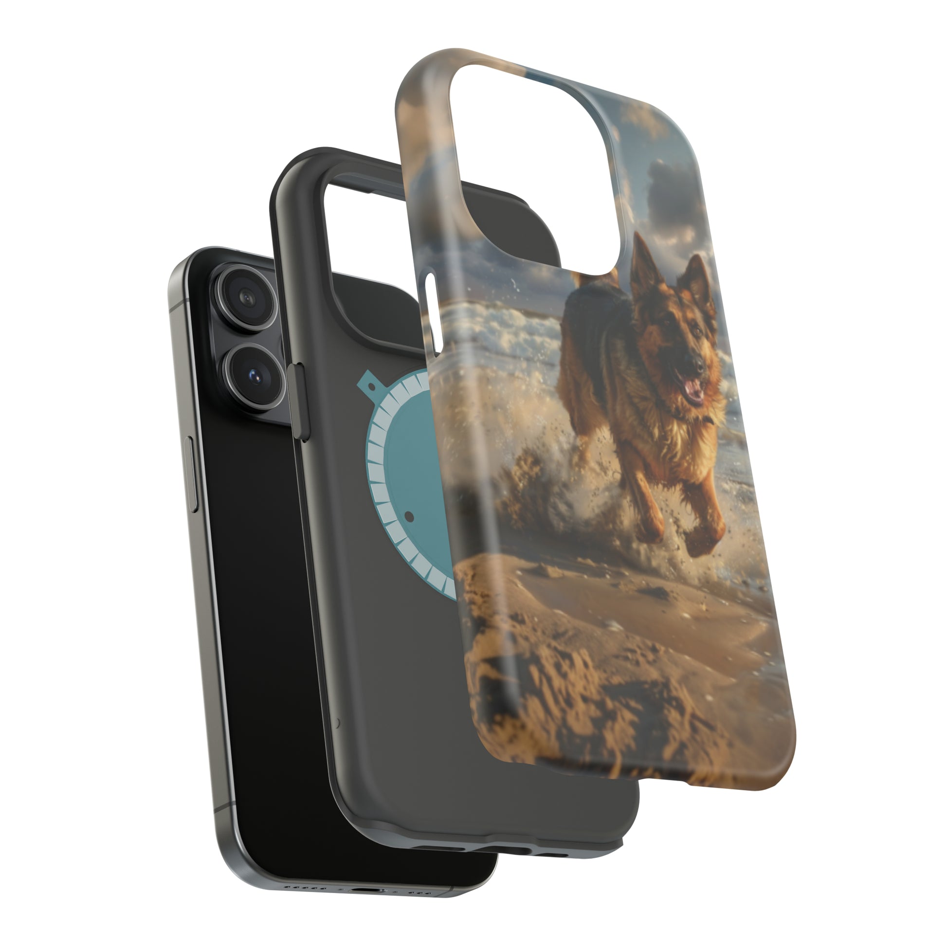 German Shepherd Beach Play MagSafe Tough iPhone Case - Ruppy's Creations