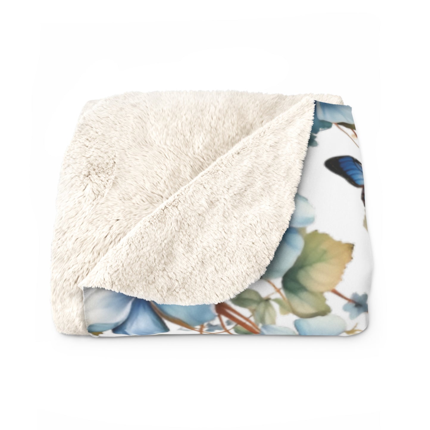 Blue Butterfly Sherpa Fleece Blanket