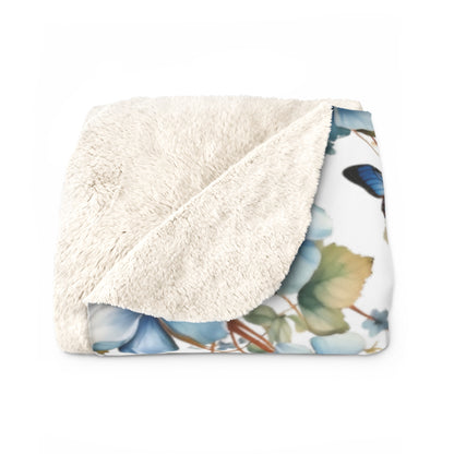 Blue Butterfly Sherpa Fleece Blanket