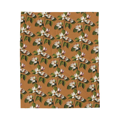 Dogwood Blossoms Velveteen Plush Blanket