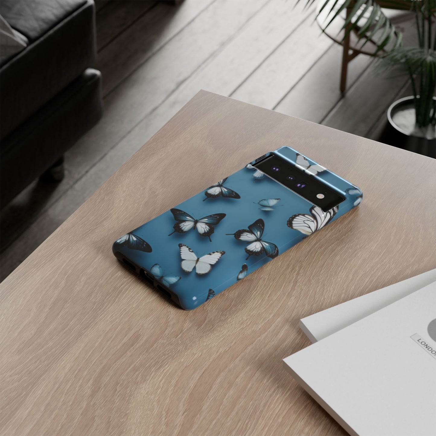 Butterflies on Blue Cell Phone Tough Cases