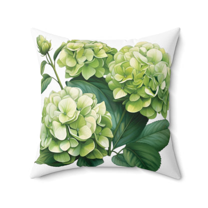 Green Hydrangea Spun Polyester Square Pillow