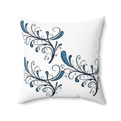 Blue Twirls Spun Polyester Square Pillow