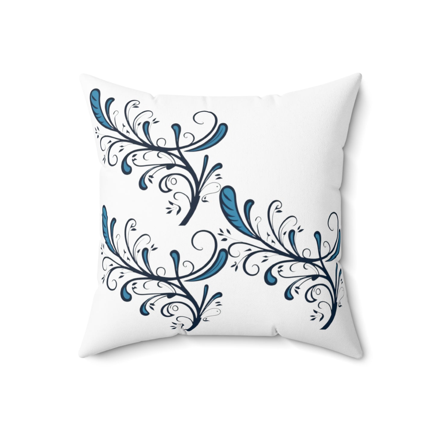 Blue Twirls Spun Polyester Square Pillow