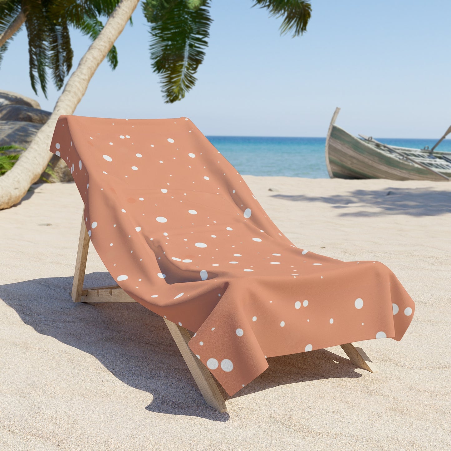 white and peach beach towel