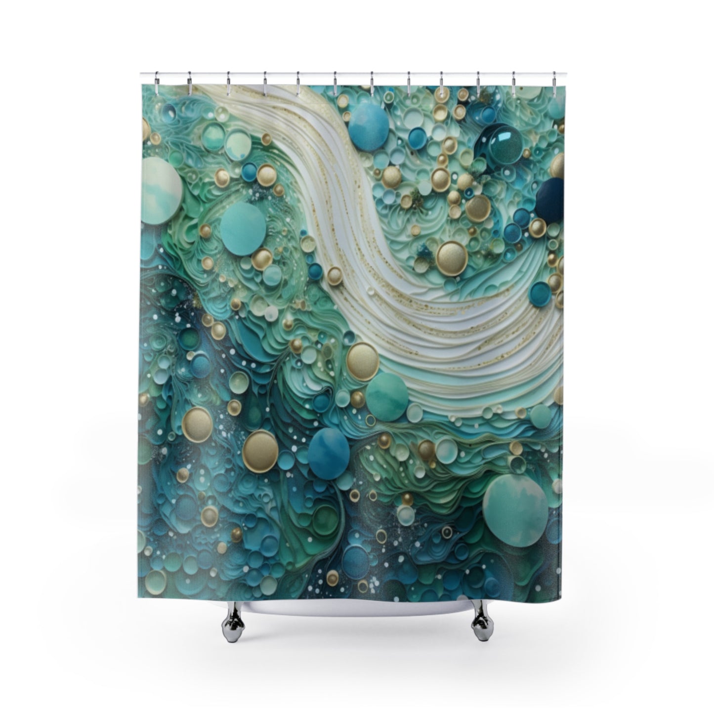 seafoam bubbles shower curtain