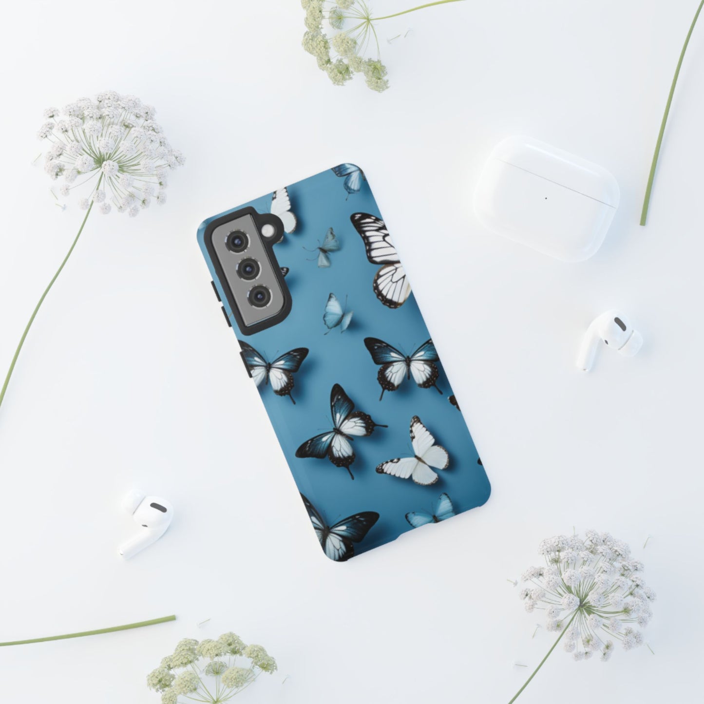 Butterflies on Blue Cell Phone Tough Cases