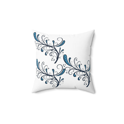 Blue Twirls Spun Polyester Square Pillow