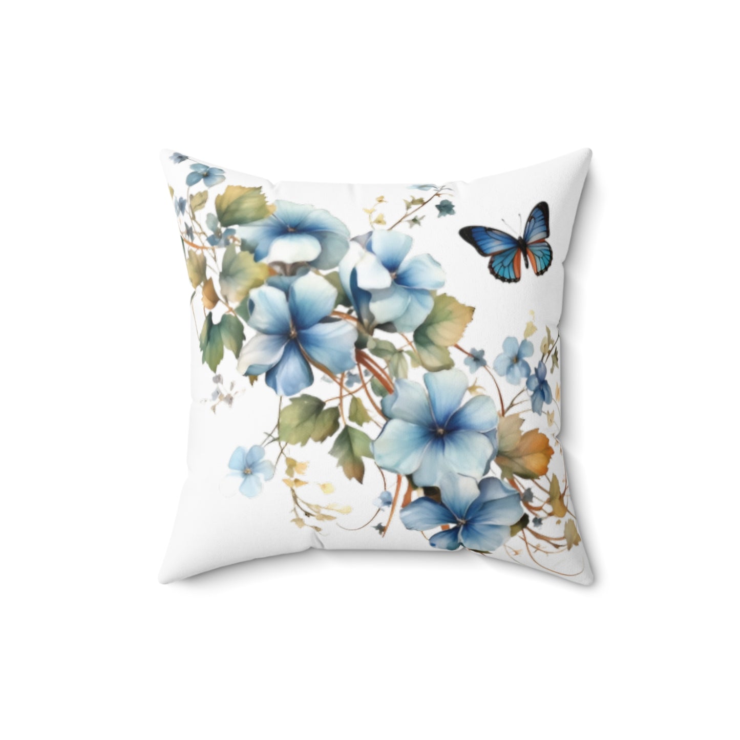 Blue Butterfly Spun Polyester Square Pillow