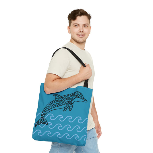 Turquoise Dolphin Tote Bag