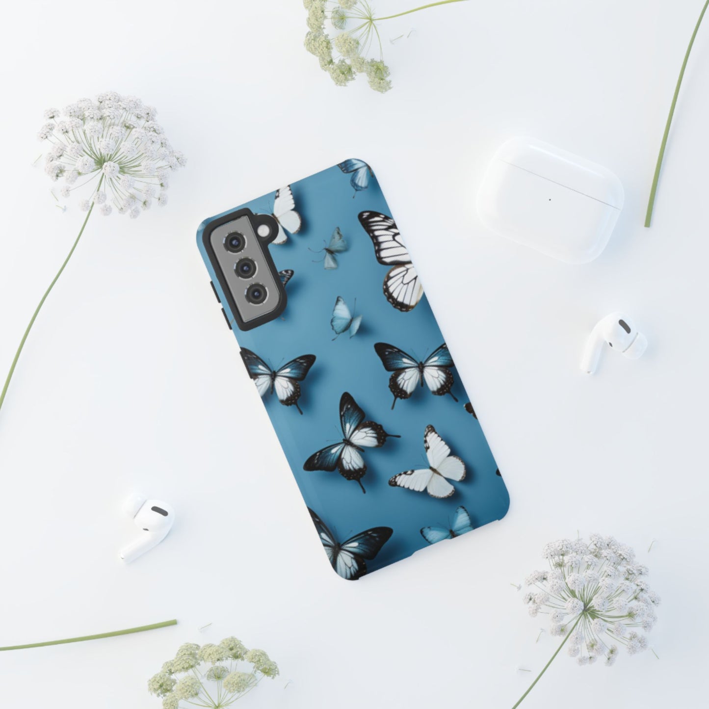 Butterflies on Blue Cell Phone Tough Cases