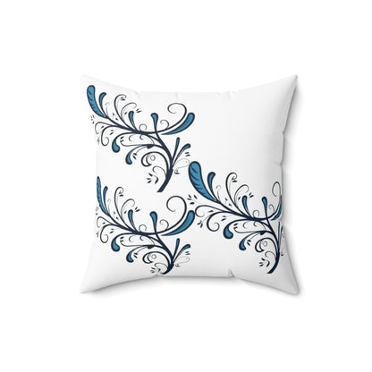 Blue Twirls Spun Polyester Square Pillow