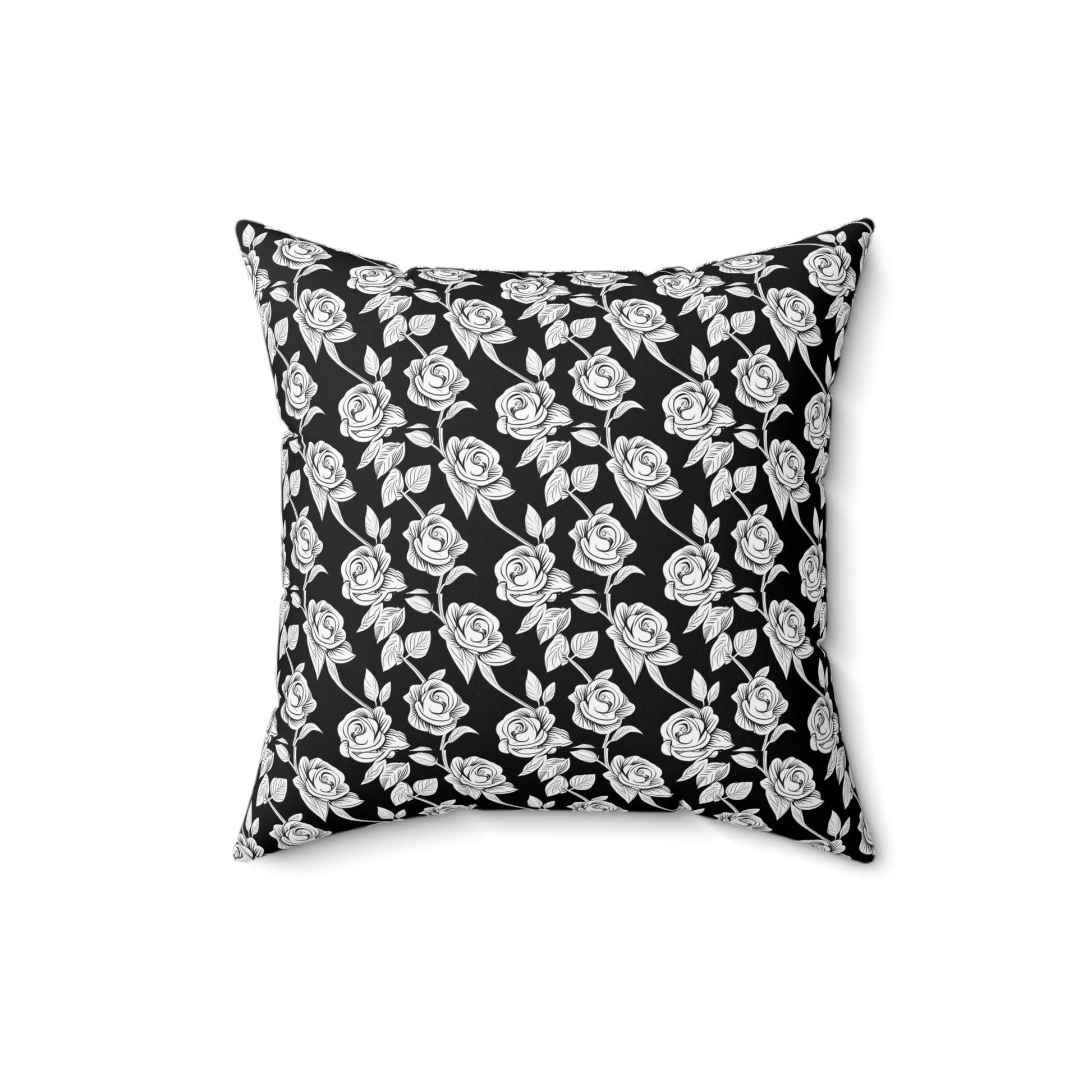 black and white rose pillow