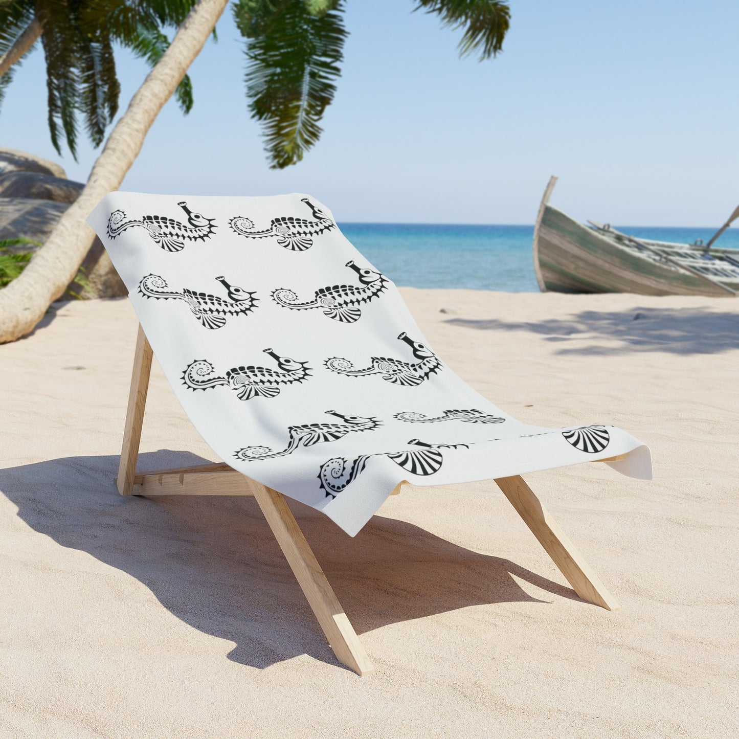 seahorse design beach towel