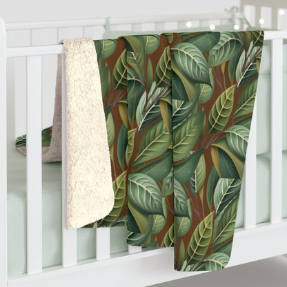 Leaves of Green Sherpa Fleece Blanket