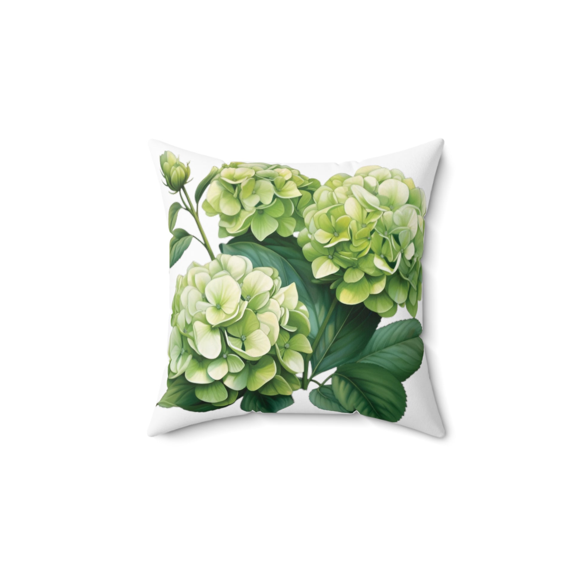 green hydrangea throw pillow