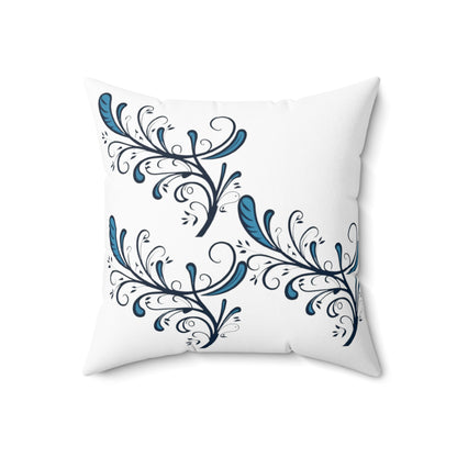 Blue Twirls Spun Polyester Square Pillow