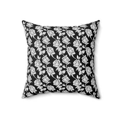 Black and White Faux Suede Square Pillow