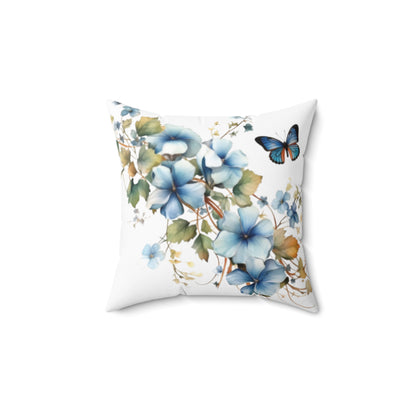 Blue Butterfly Spun Polyester Square Pillow