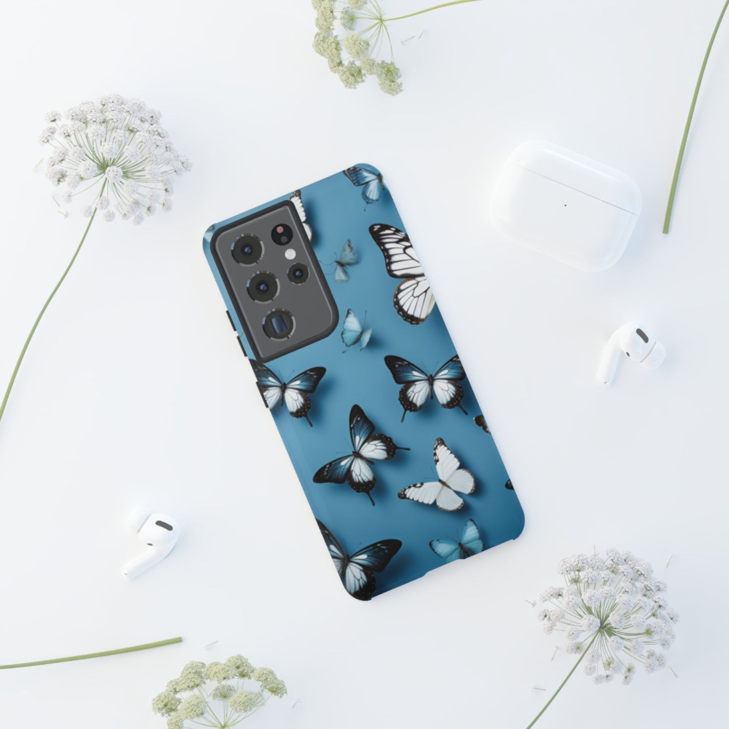 Butterflies on Blue Cell Phone Tough Cases