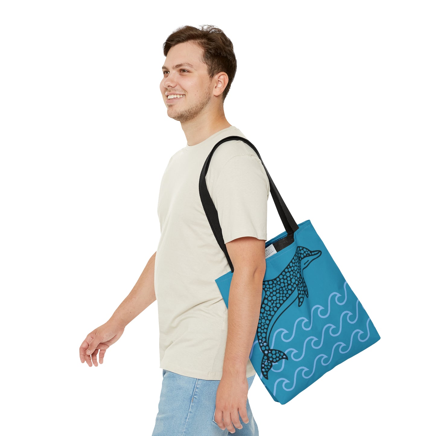 Turquoise Dolphin Tote Bag