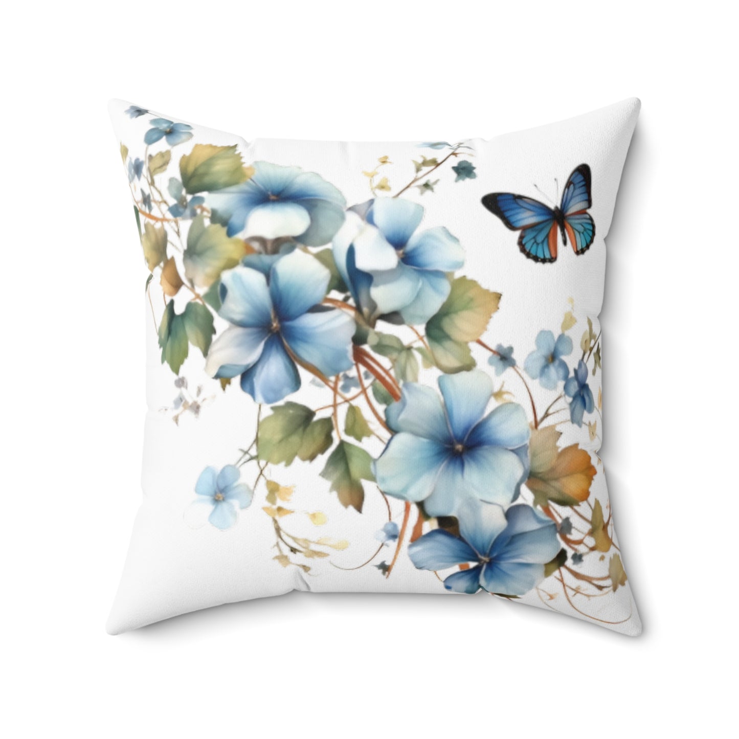 Blue Butterfly Spun Polyester Square Pillow