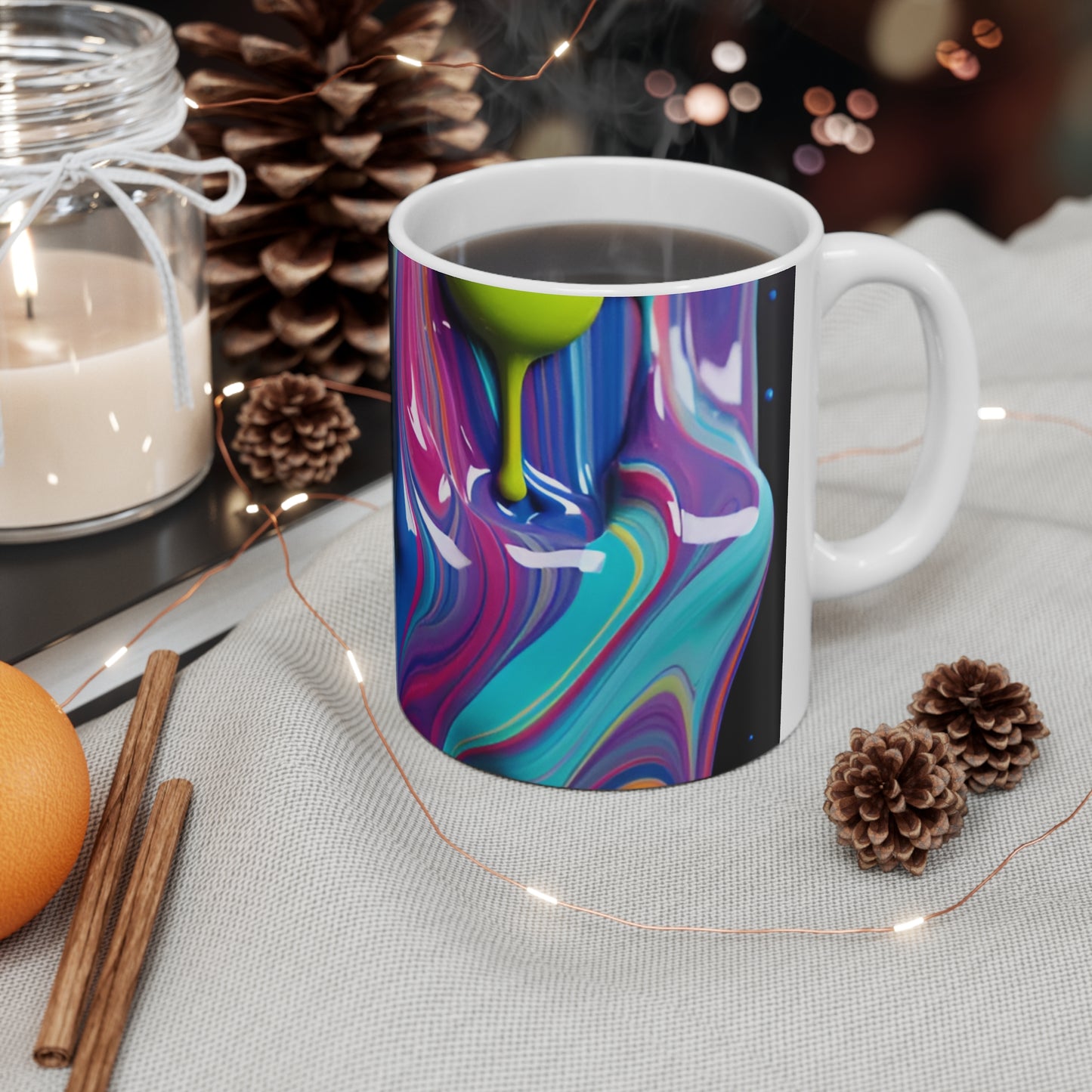 Dripping Paint Ceramic Mug 11oz