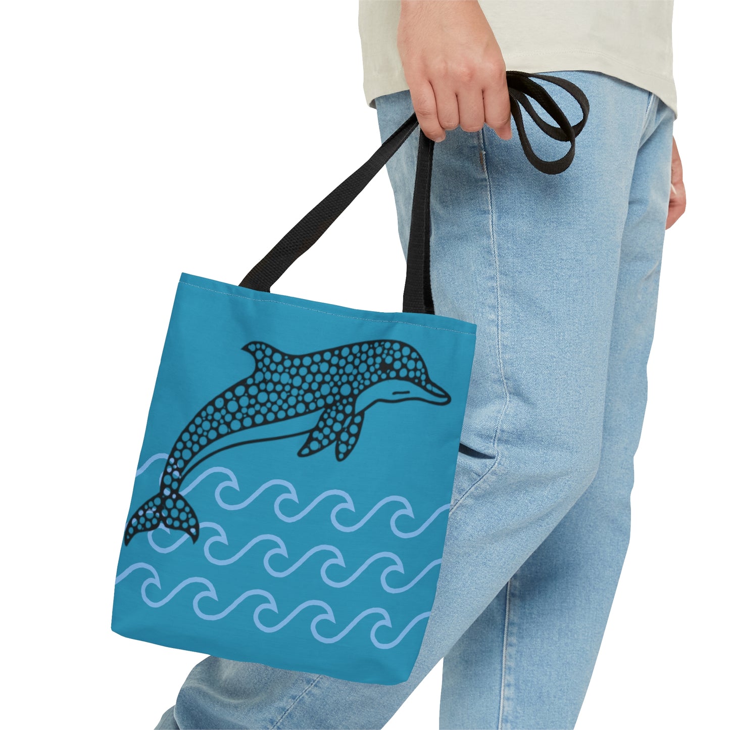 Turquoise Dolphin Tote Bag