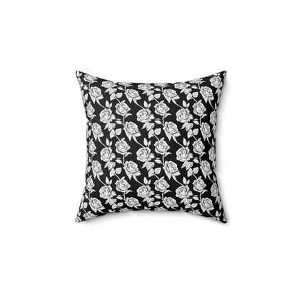 Black and White Faux Suede Square Pillow