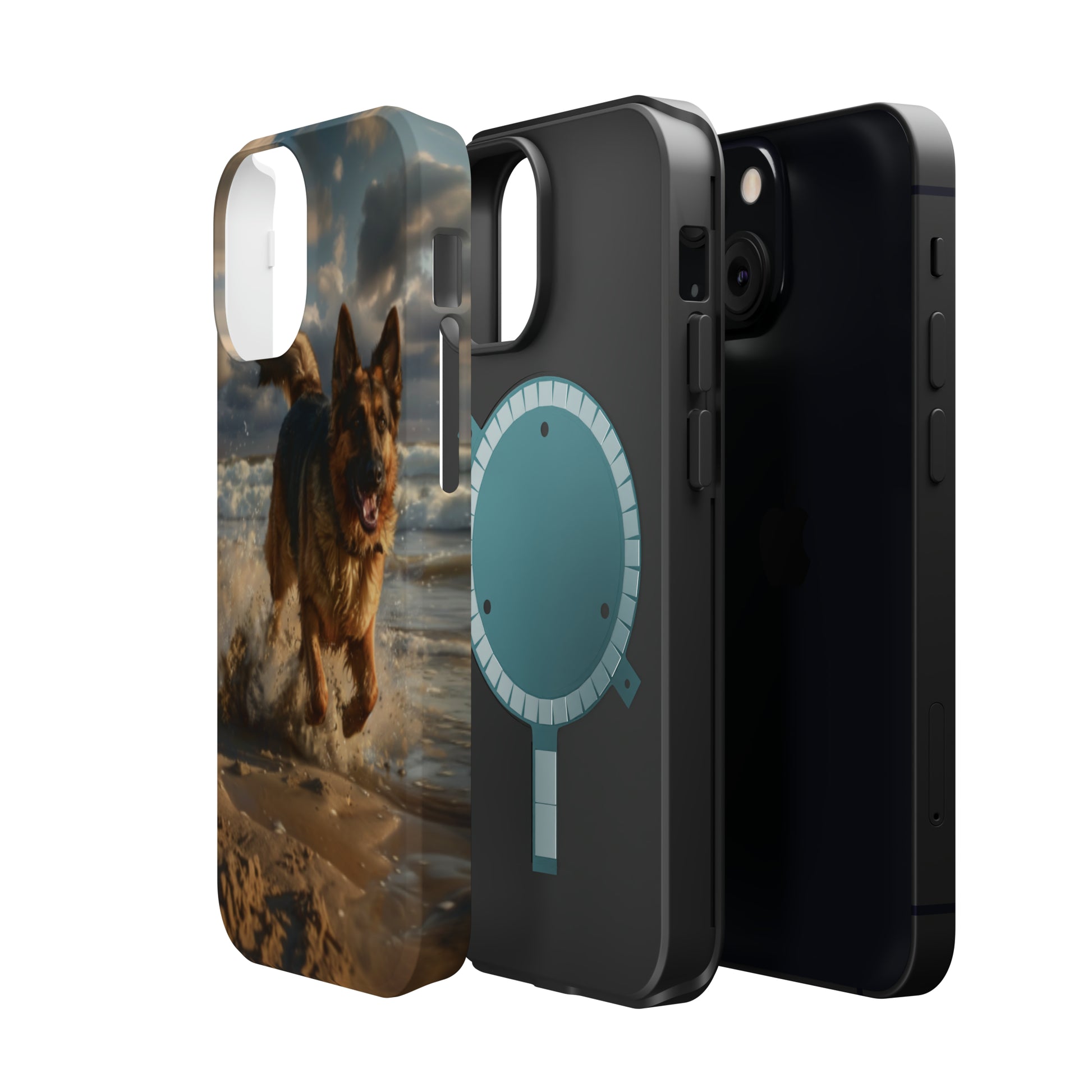 German Shepherd Beach Play MagSafe Tough iPhone Case - Ruppy's Creations