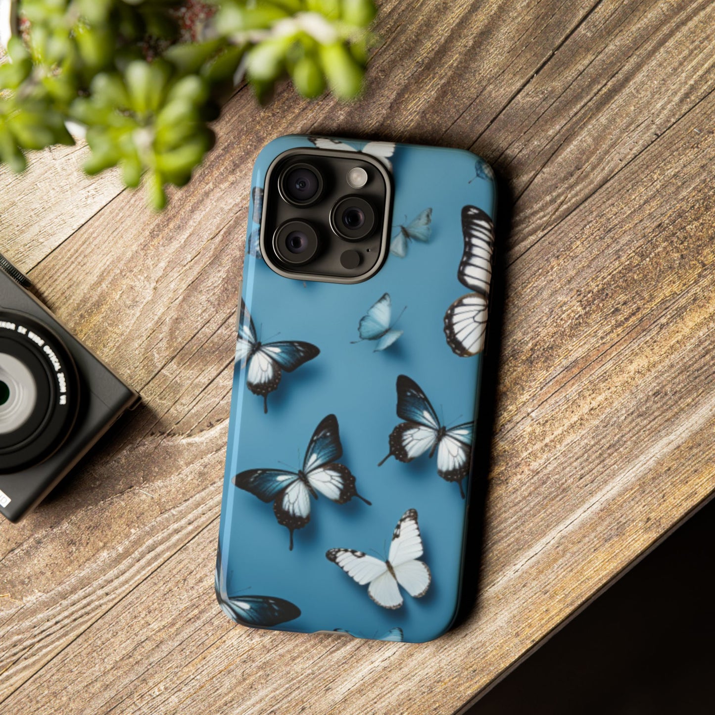 Butterflies on Blue Cell Phone Tough Cases