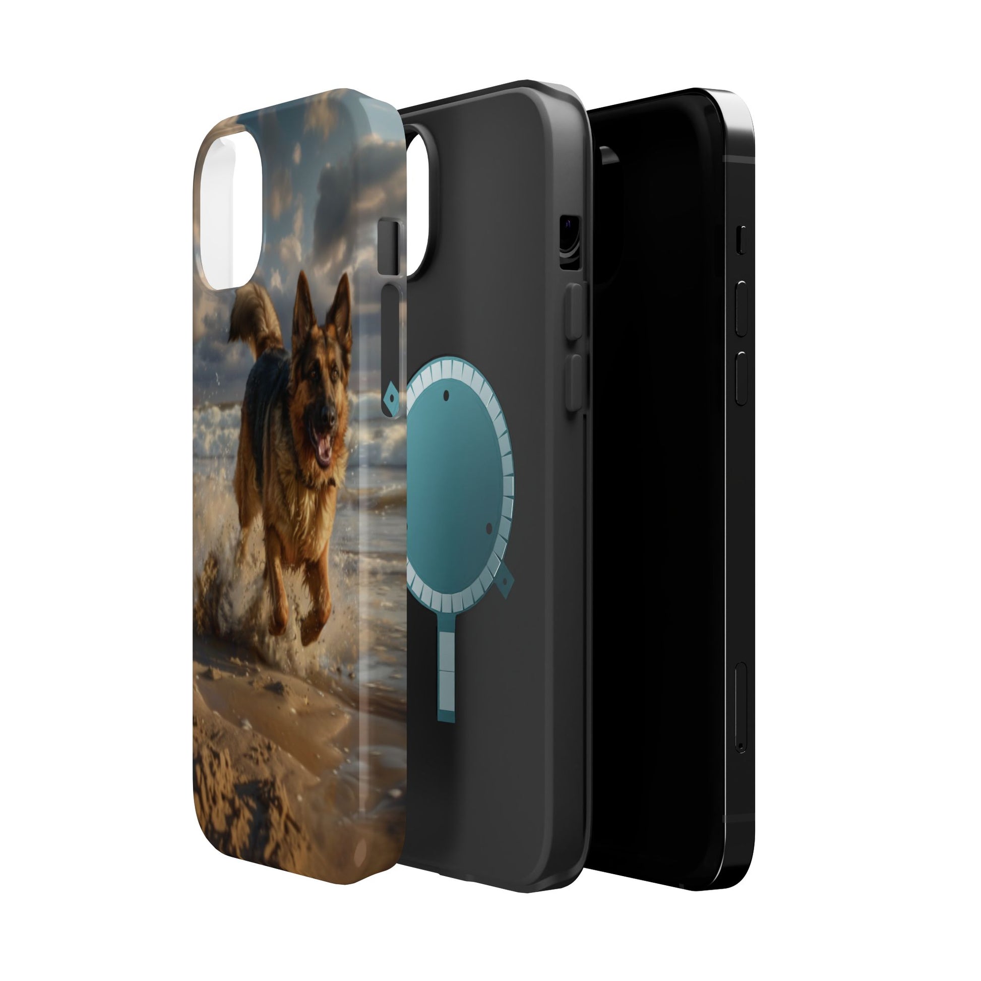 German Shepherd Beach Play MagSafe Tough iPhone Case - Ruppy's Creations