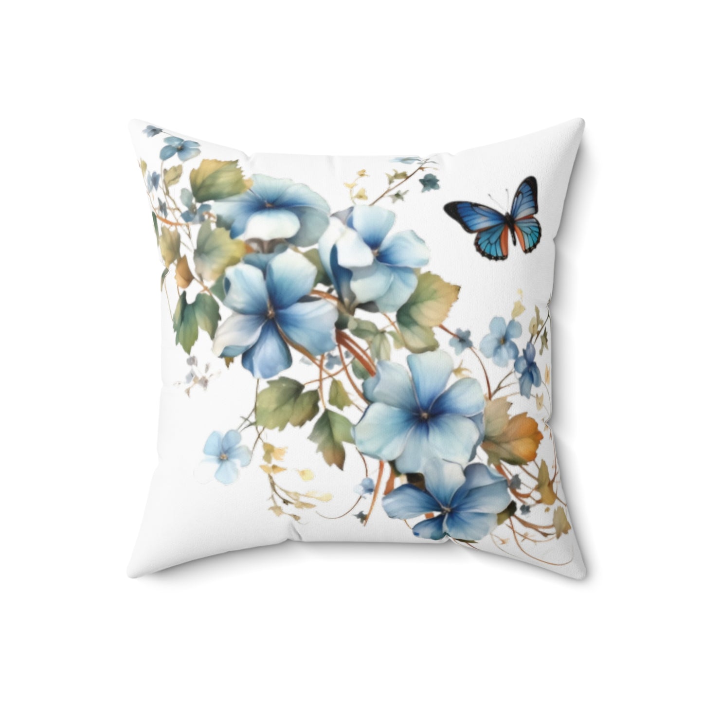 Blue Butterfly Spun Polyester Square Pillow