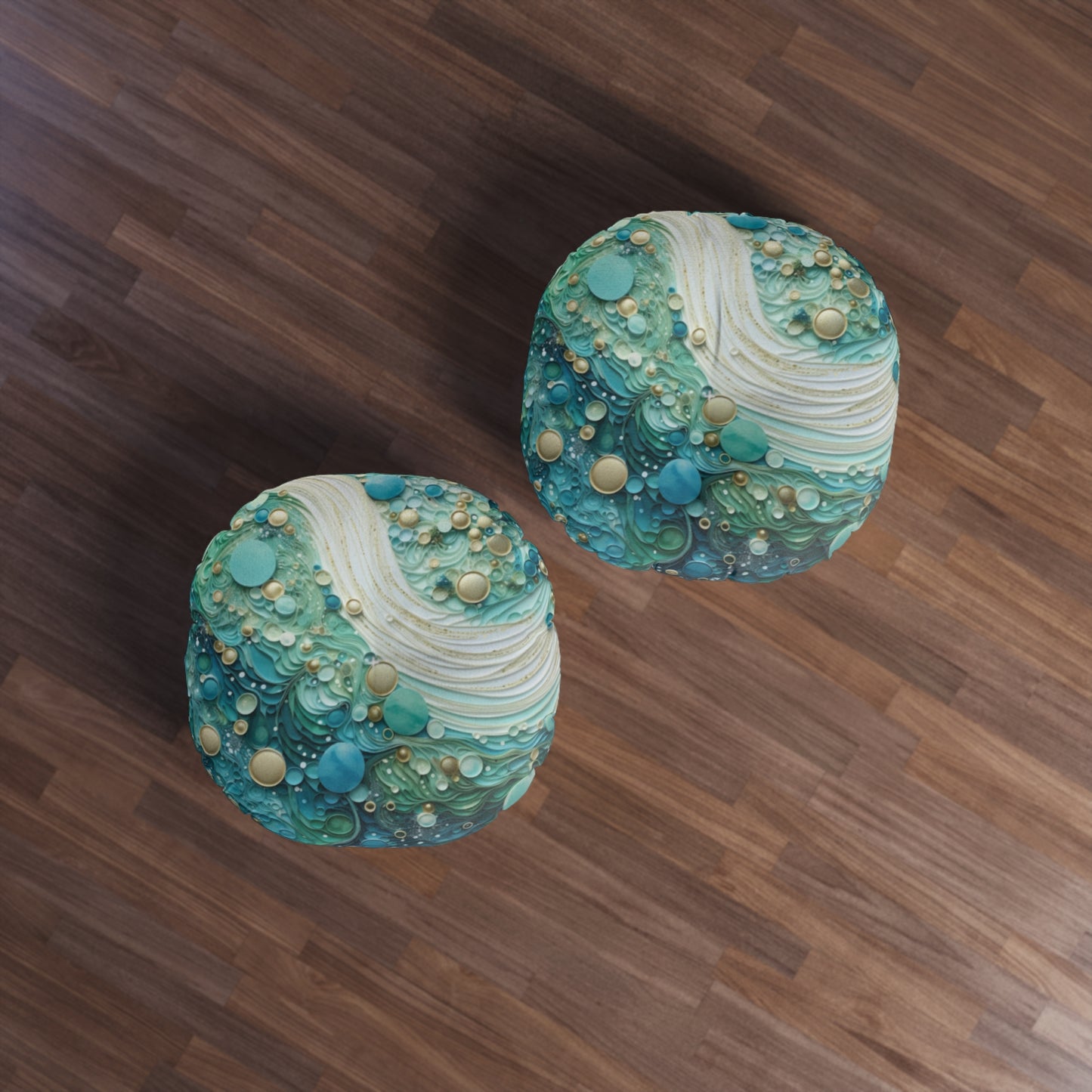 Seafoam Bubbles Tufted Pillow, Round