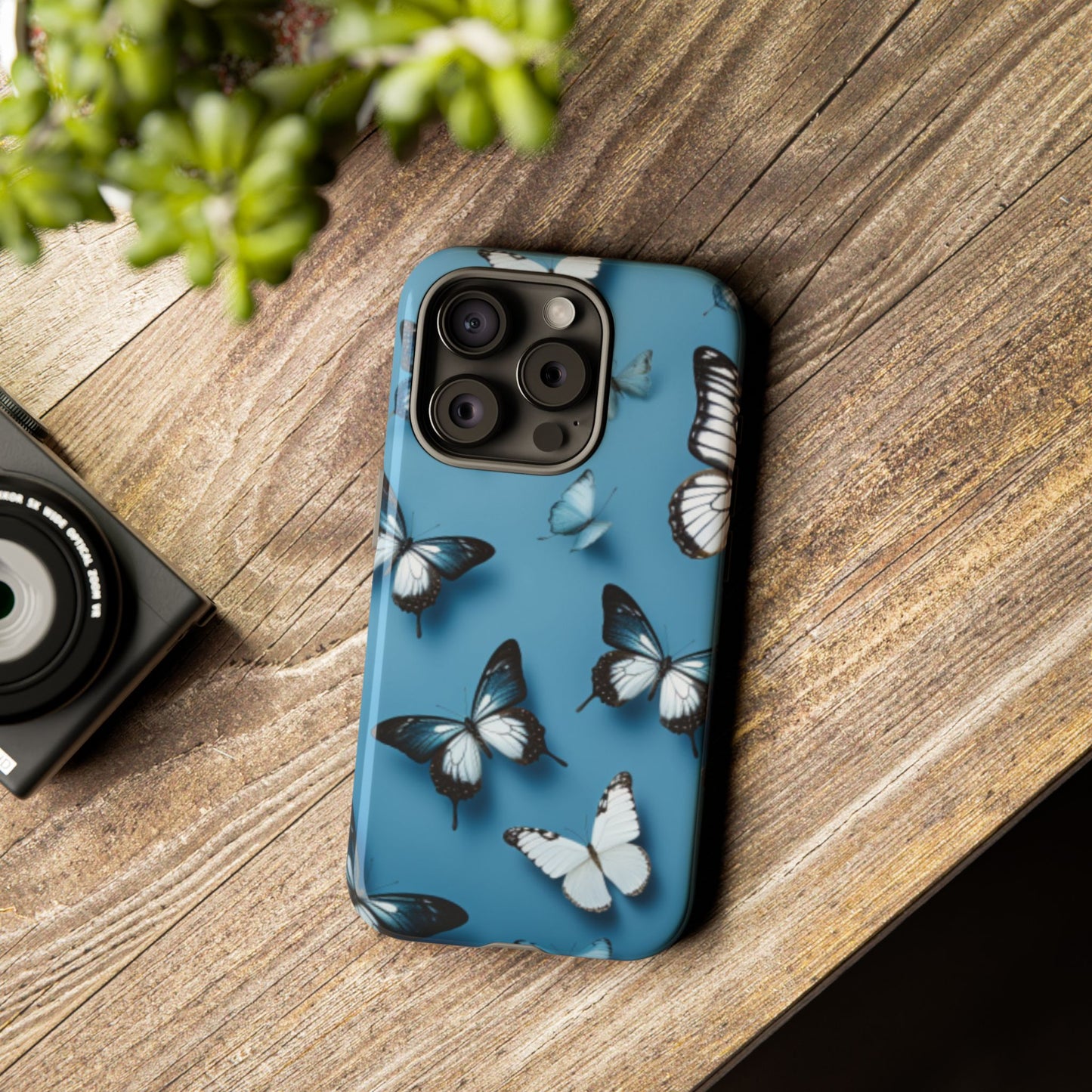 Butterflies on Blue Cell Phone Tough Cases