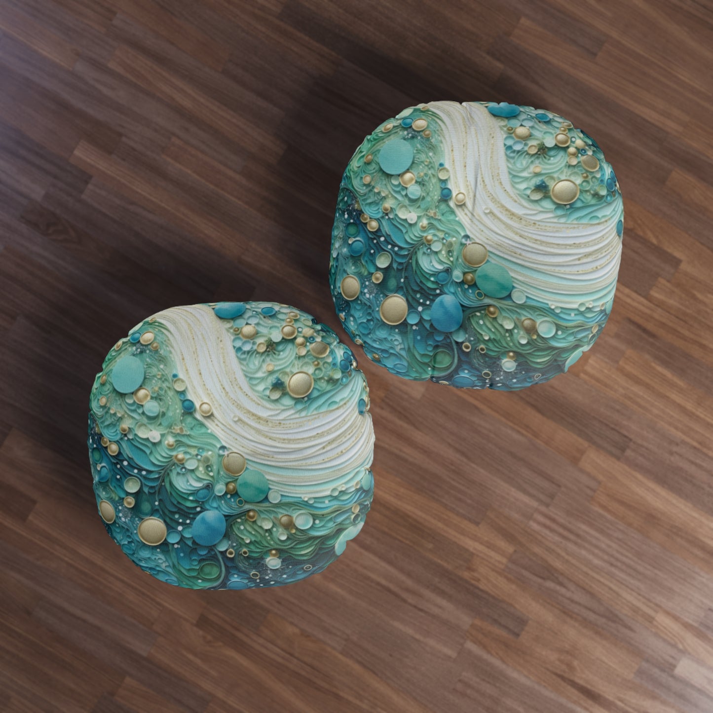 Seafoam Bubbles Tufted Pillow, Round