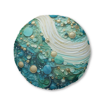 seafoam bubbles round throw pillow