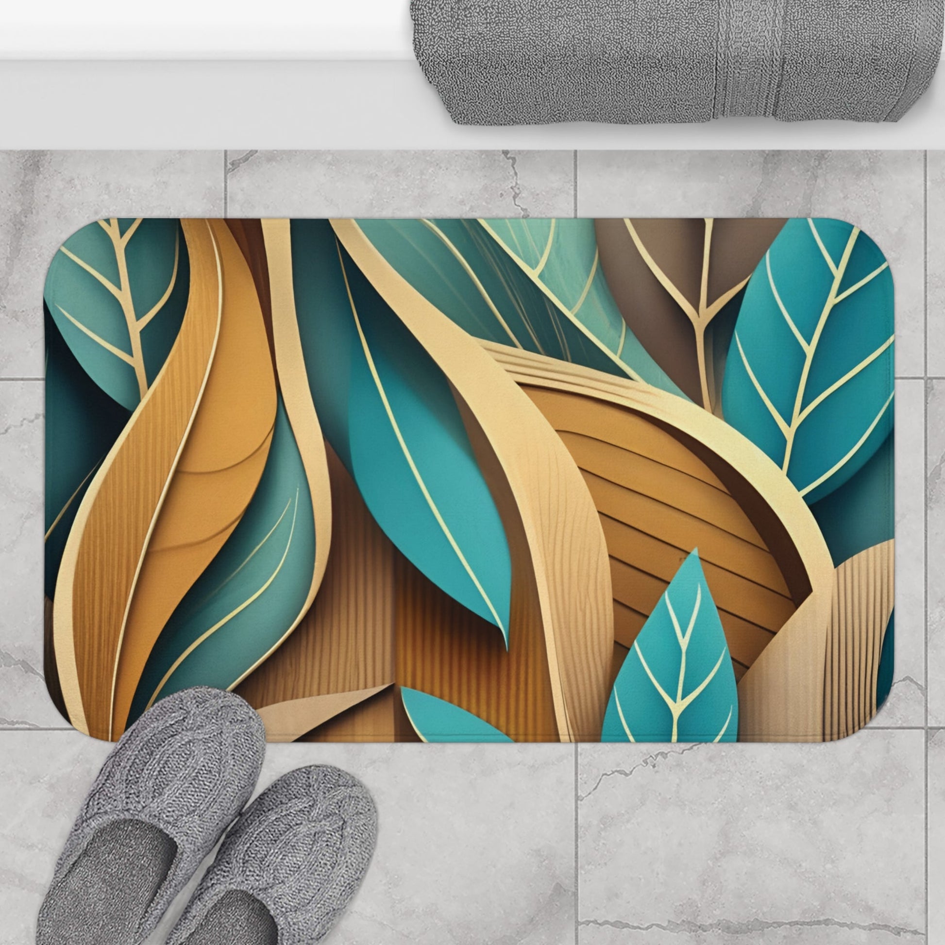 Abstract Leaf Memory Foam Bath Mat - Ruppy's Creations