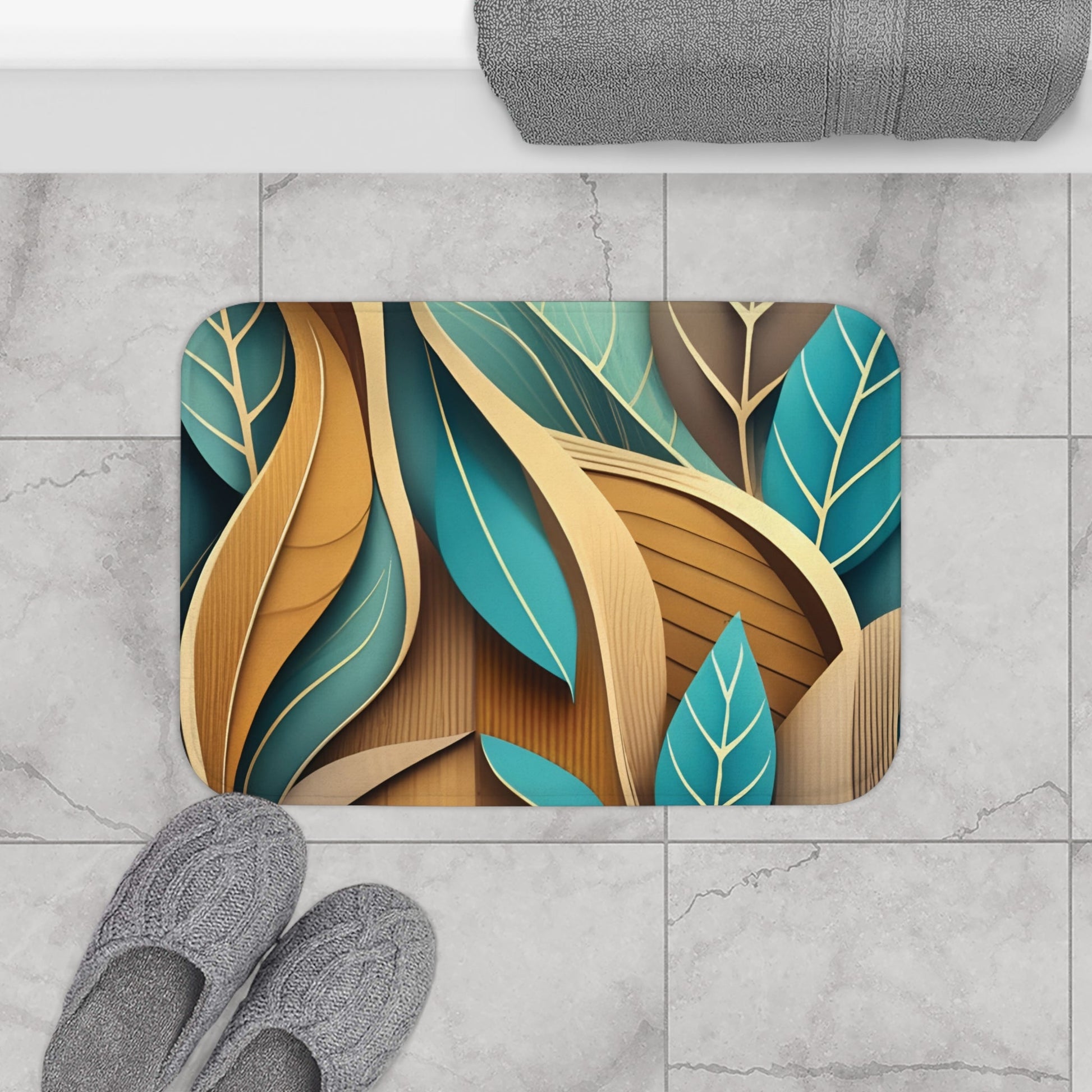 Abstract Leaf Memory Foam Bath Mat - Ruppy's Creations