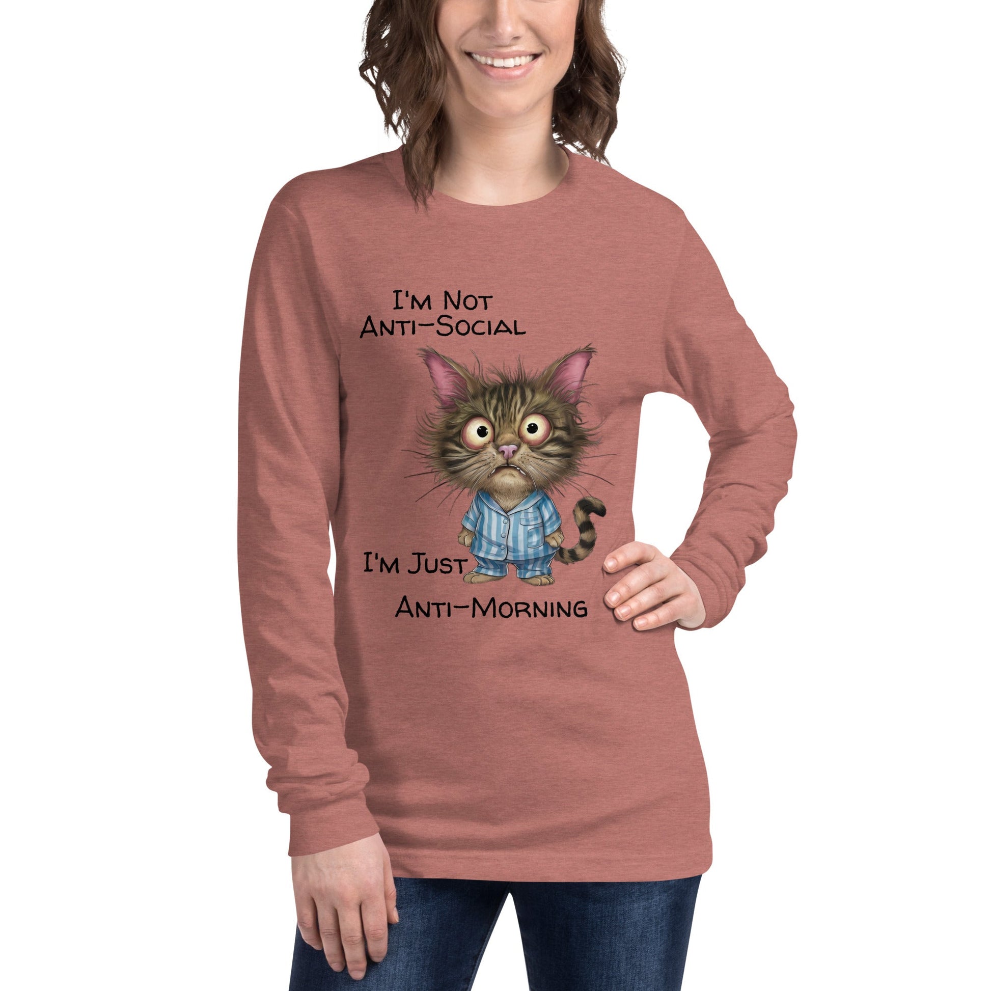 Anti - Morning Cat Women's Long Sleeve Tee - Ruppy's Creations