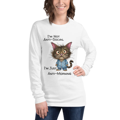 Anti - Morning Cat Women's Long Sleeve Tee - Ruppy's Creations