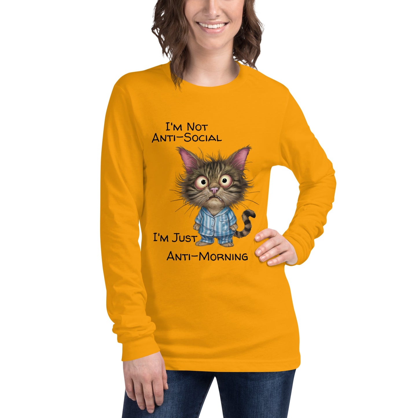 Anti - Morning Cat Women's Long Sleeve Tee - Ruppy's Creations