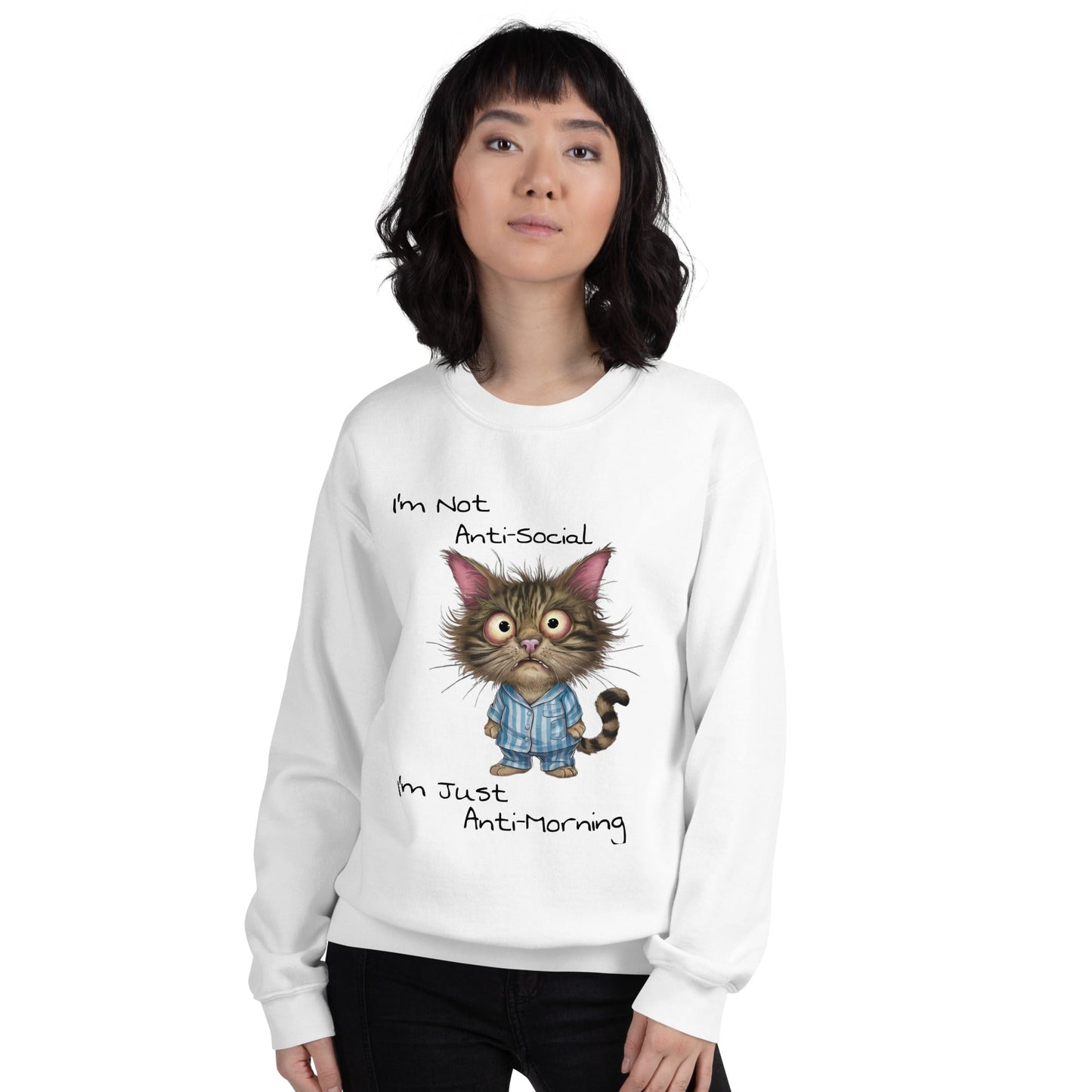 Anti - Morning Cat Women's Sweatshirt - Ruppy's Creations