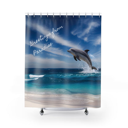 Beach Postcard Polyester Shower Curtain - Ruppy's Creations