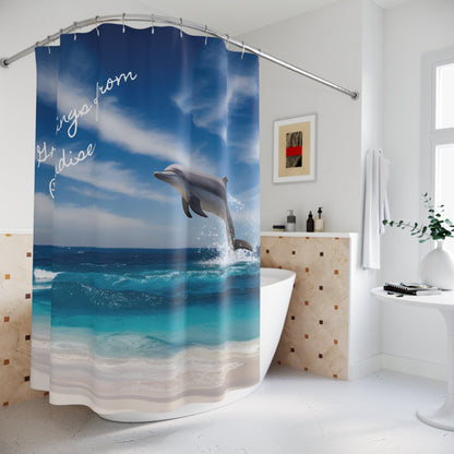 Beach Postcard Polyester Shower Curtain - Ruppy's Creations