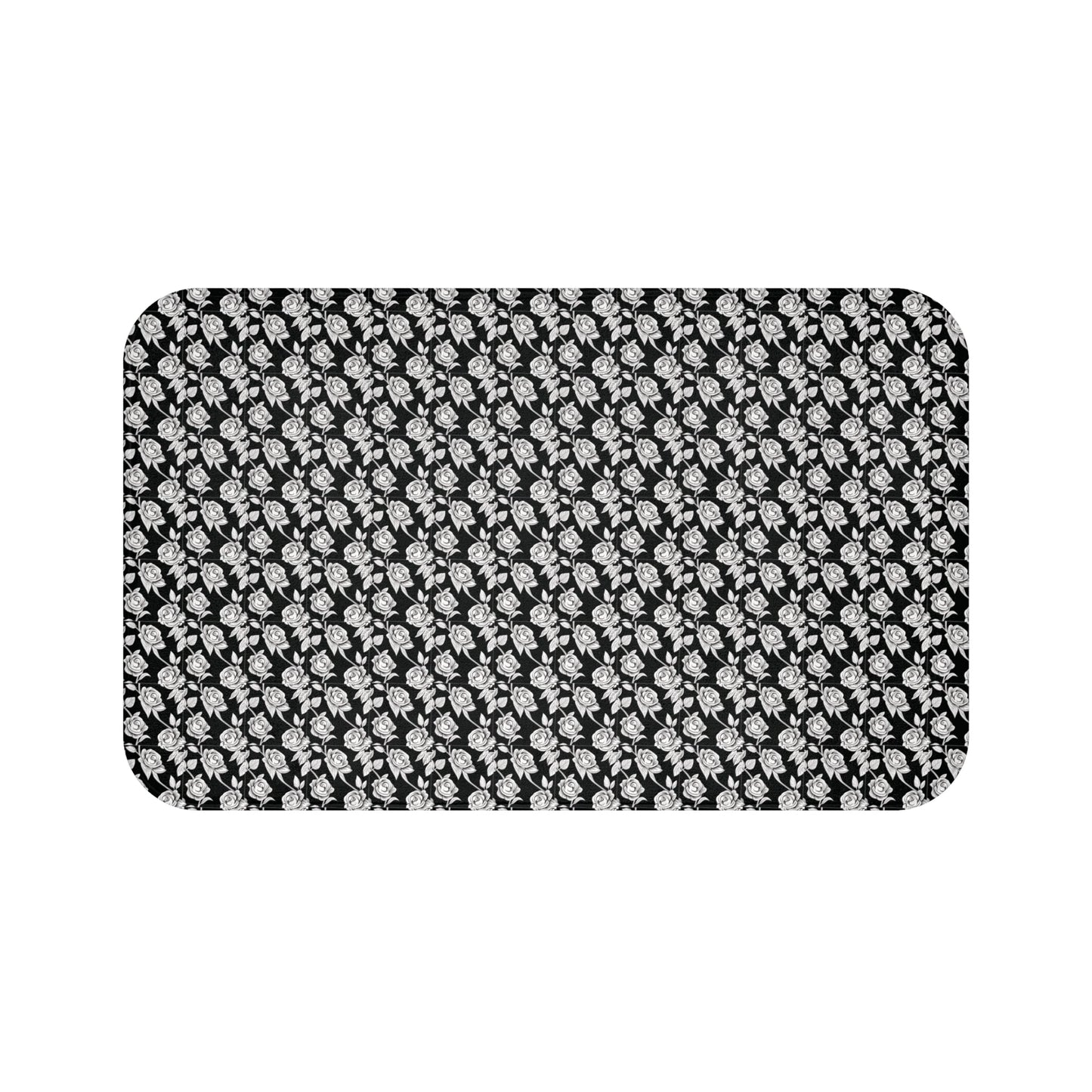 Black and White Floral Memory Foam Bath Mat - Ruppy's Creations